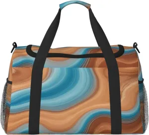 Wavy Colored Fluid Earthen Print Travel Duffel Bag for Men & Women, Foldable Travel Bags and Spacious Weekender Tote Bag for Storage Toiletry Luggage Personal Item