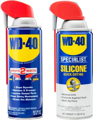 WD-40 Multi-Use Product & Specialist Silicone Lubricant Combo Pack, Smart Straw Sprays 2 Ways, Original Formula 12oz & Water-Resistant Silicone 11oz (Pack of 2)