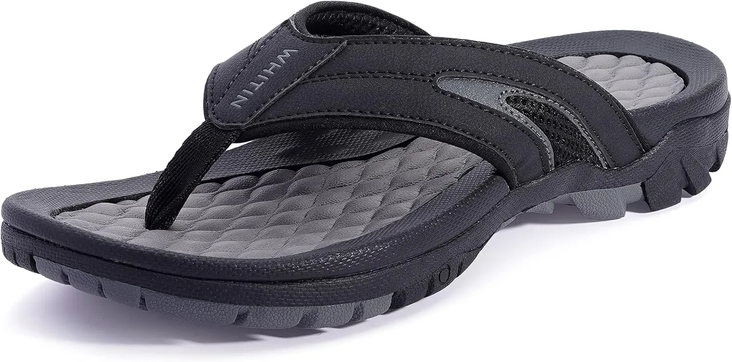 WHITIN Men's Flip Flops | Outdoor Thong Sandals | Arch Support | Slip Resistant