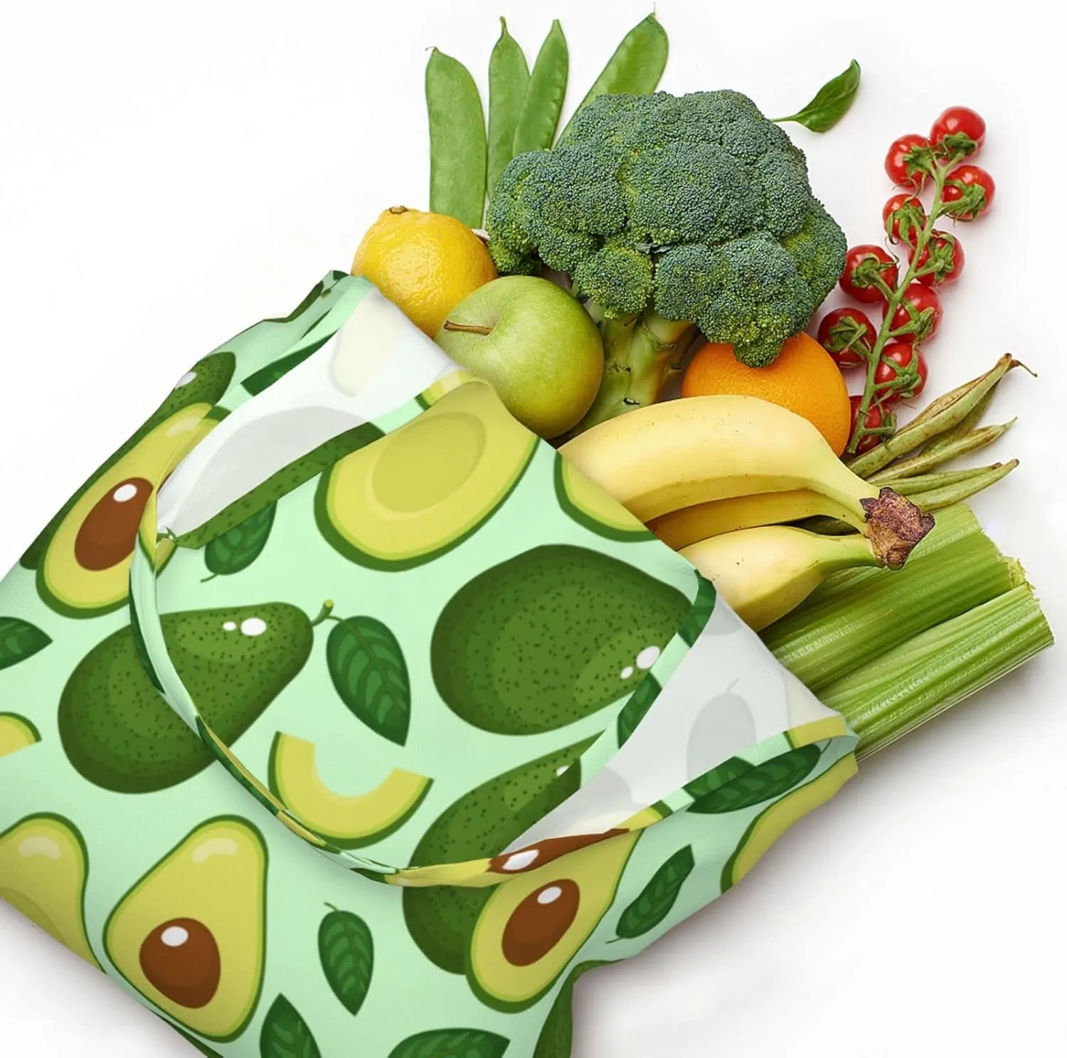 WOAIDY Reusable Grocery Bags for Kitchen, Foldable Durable Shopping Totes with 50lbs Capacity, Large Tote Bags with Handles