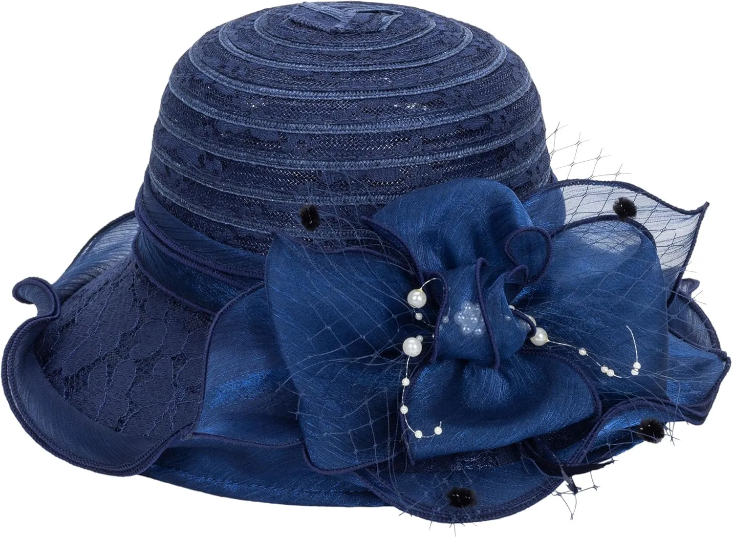 Women Wide Brim Organza Derby Hat Summer Sun Hat Fascinator Bridal Tea Party Wedding Hat