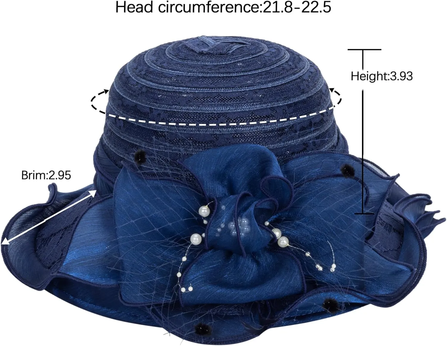 Women Wide Brim Organza Derby Hat Summer Sun Hat Fascinator Bridal Tea Party Wedding Hat