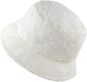 Women Winter Bucket Hat Warm Hats Cloche Faux Fur Fisherman Cap