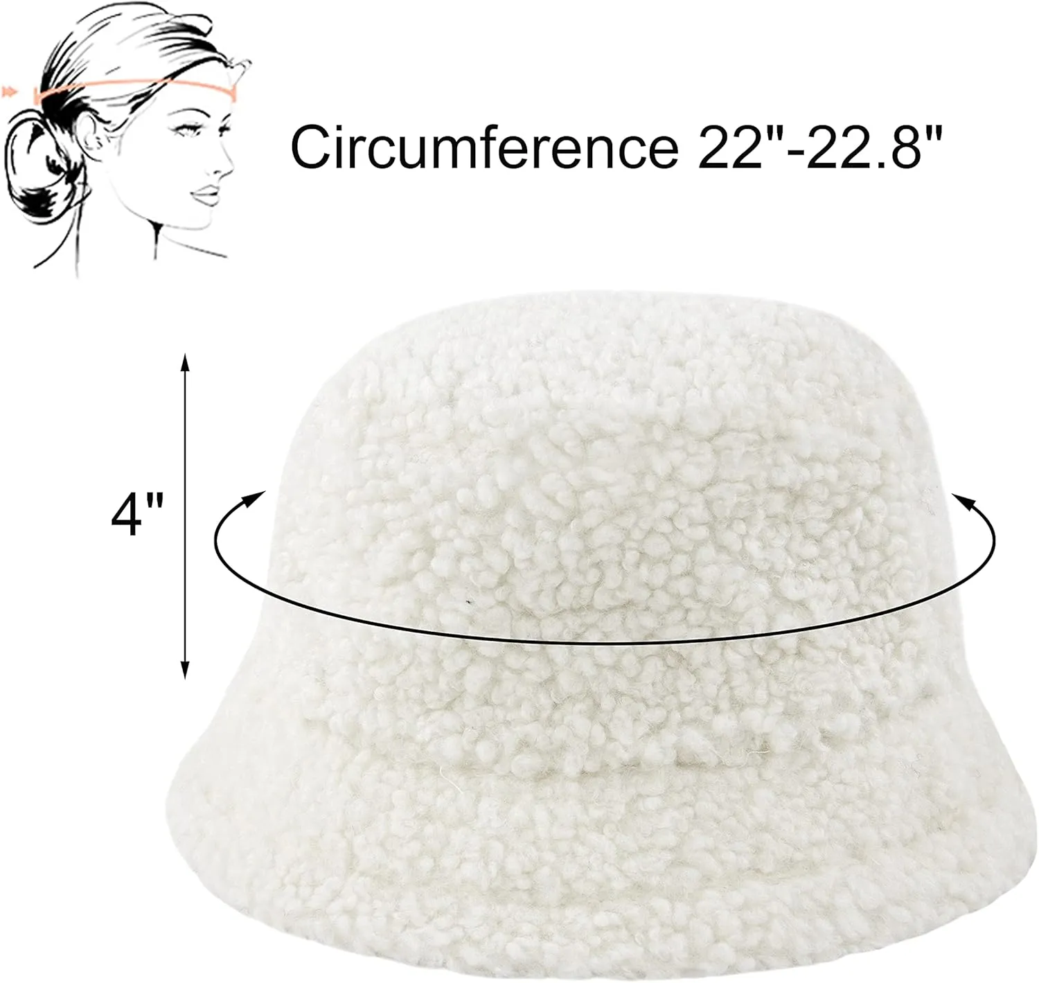 Women Winter Bucket Hat Warm Hats Cloche Faux Fur Fisherman Cap