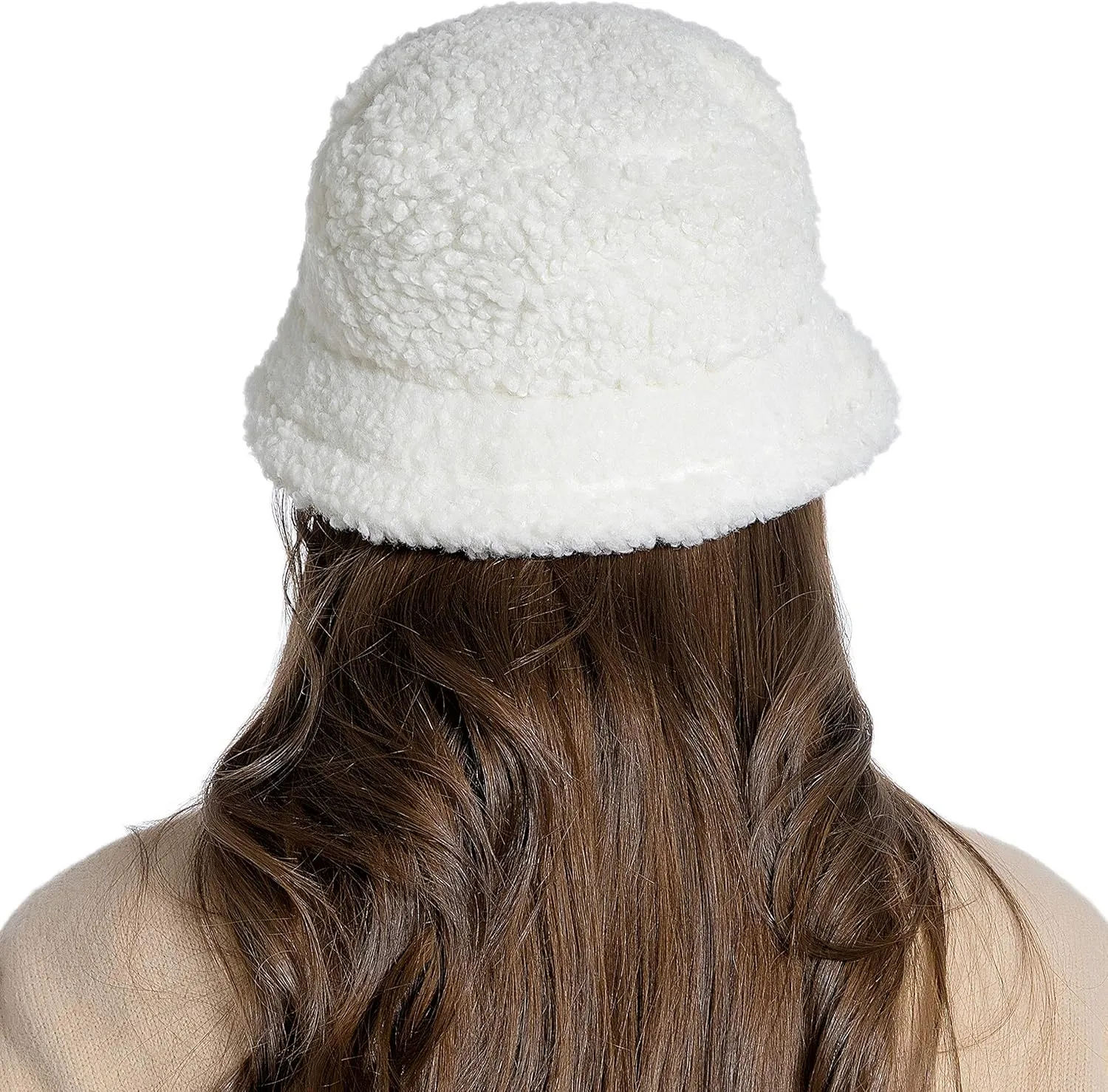 Women Winter Bucket Hat Warm Hats Cloche Faux Fur Fisherman Cap