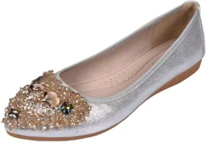 Womens Ballet Flats Foldable Rhinestone Pointed Toe Comfortable Slip on Wedding Flat Shoes Dress Flats for Women