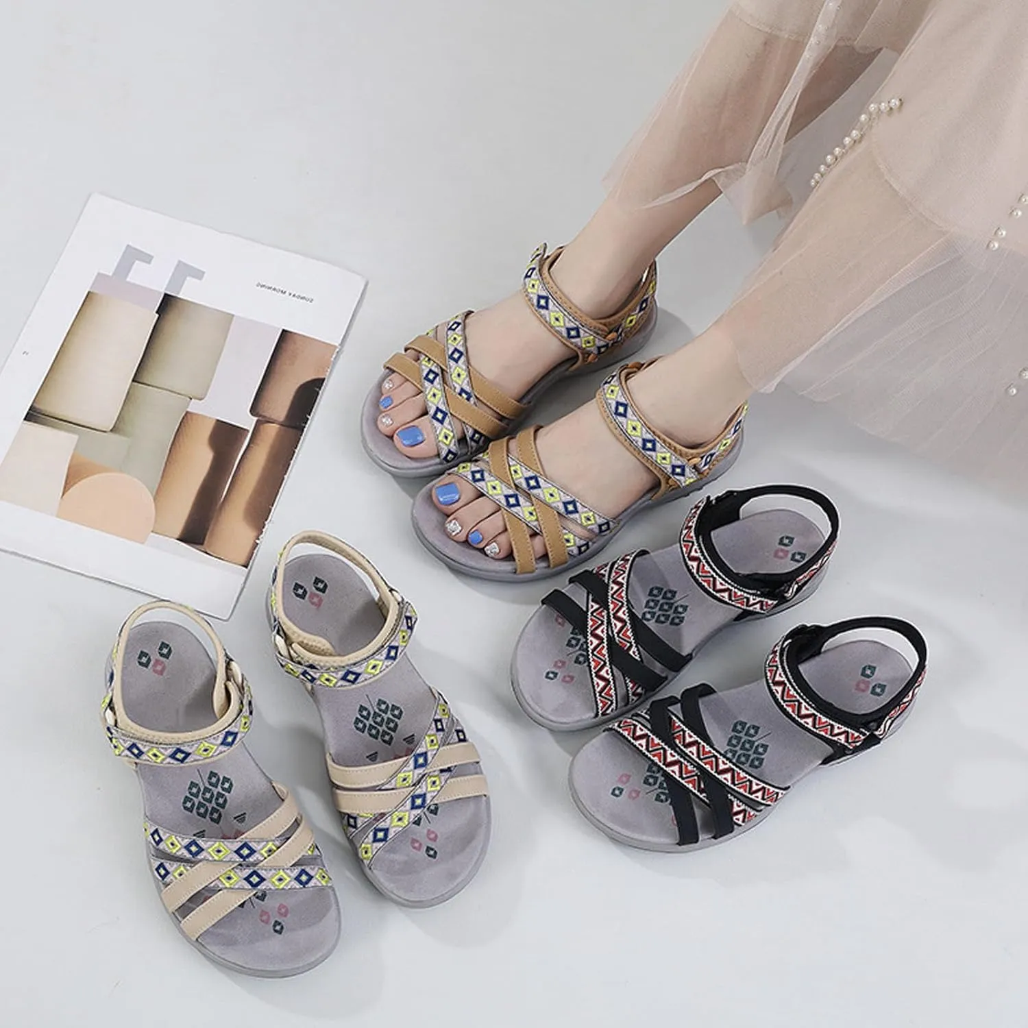 Women’s Elastic Strap Summer Sandals – Elastic Sandals Shoes | Lightweight, Sport-Ready & Fashionable Flat Sandals