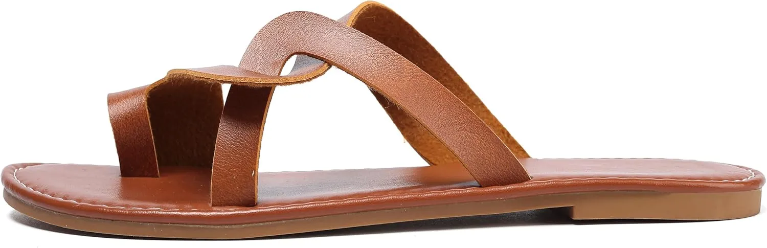Women's Flat Sandals Casual Summer Sandals Dress Fashion Round Open Flip Flop Thong Sandals