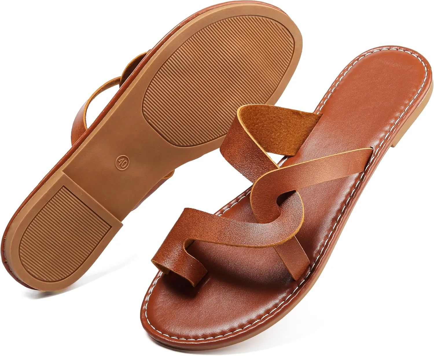 Women's Flat Sandals Casual Summer Sandals Dress Fashion Round Open Flip Flop Thong Sandals
