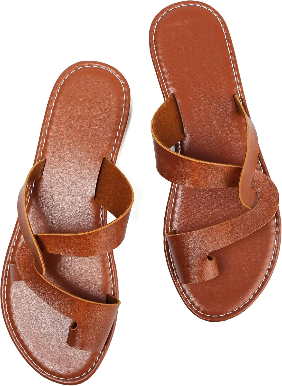 Women's Flat Sandals Casual Summer Sandals Dress Fashion Round Open Flip Flop Thong Sandals