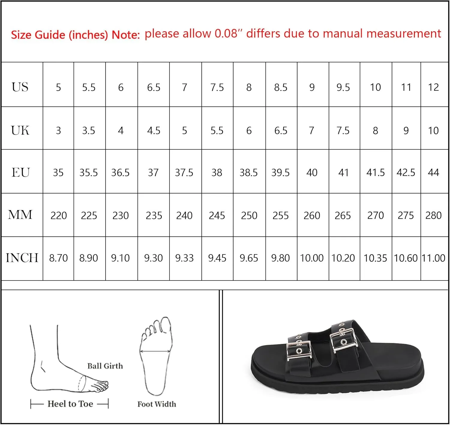 Womens Flat Slide Sandals Double Buckle Adjustable Flat Sandals Slip On Platform Sandals Open Toe Summer Sandals