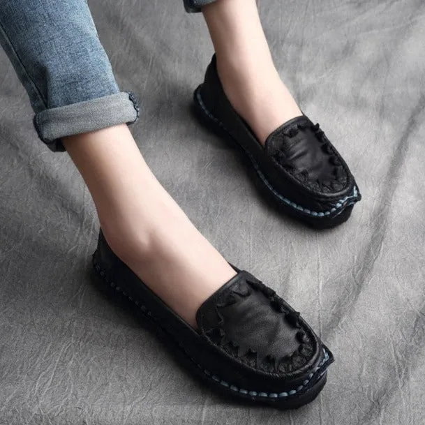 Women's Genuine Handmade Comfort Slip-On Boat Shoes