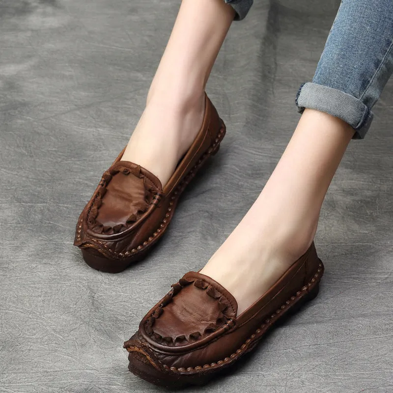 Women's Genuine Handmade Comfort Slip-On Boat Shoes