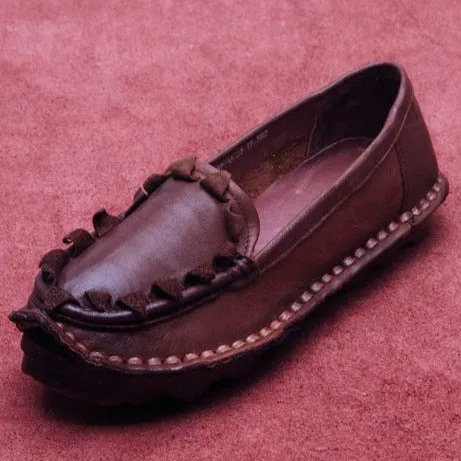 Women's Genuine Handmade Comfort Slip-On Boat Shoes