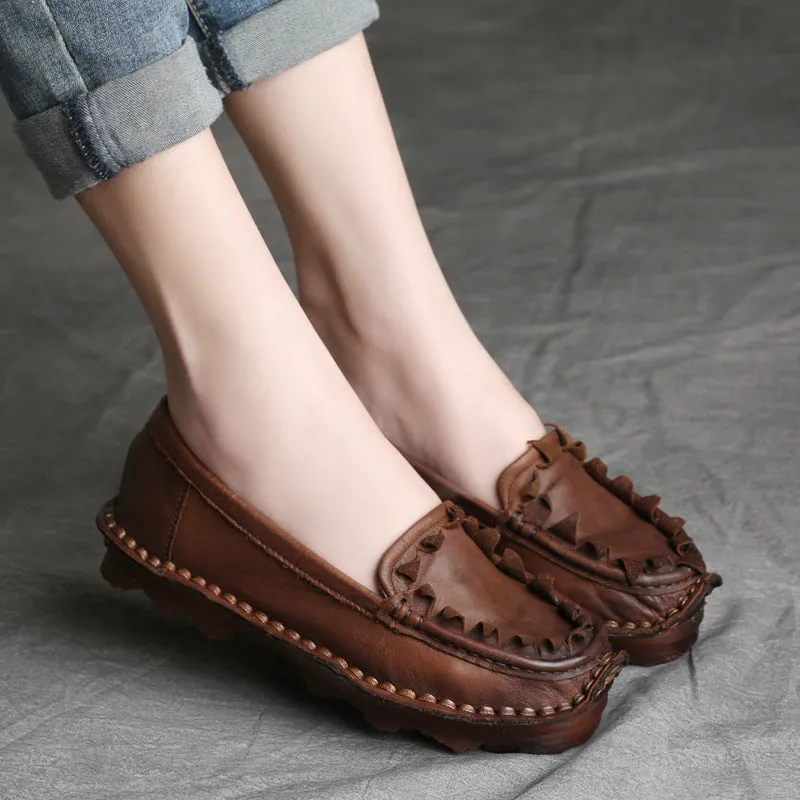 Women's Genuine Handmade Comfort Slip-On Boat Shoes