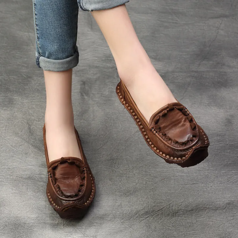 Women's Genuine Handmade Comfort Slip-On Boat Shoes