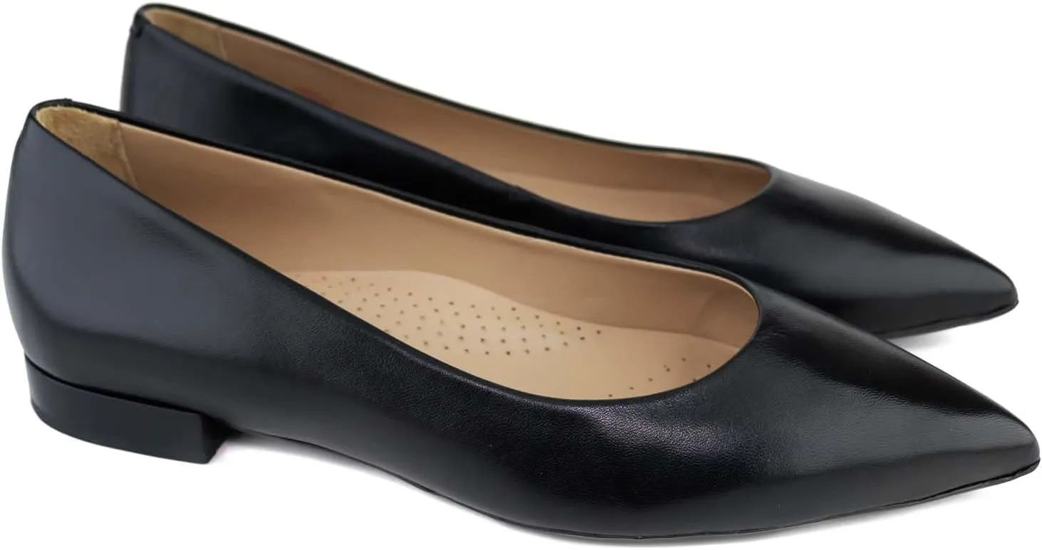 Womens Genuine Leather Comfort Slip on Pointed Toe Dress Flat