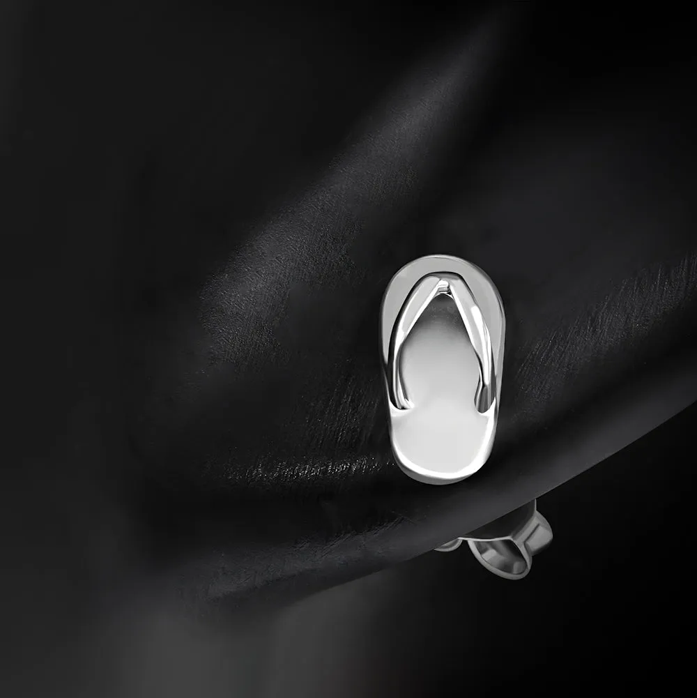 Womens Girls Small 925 Sterling Silver Flip Flop Stud Earrings