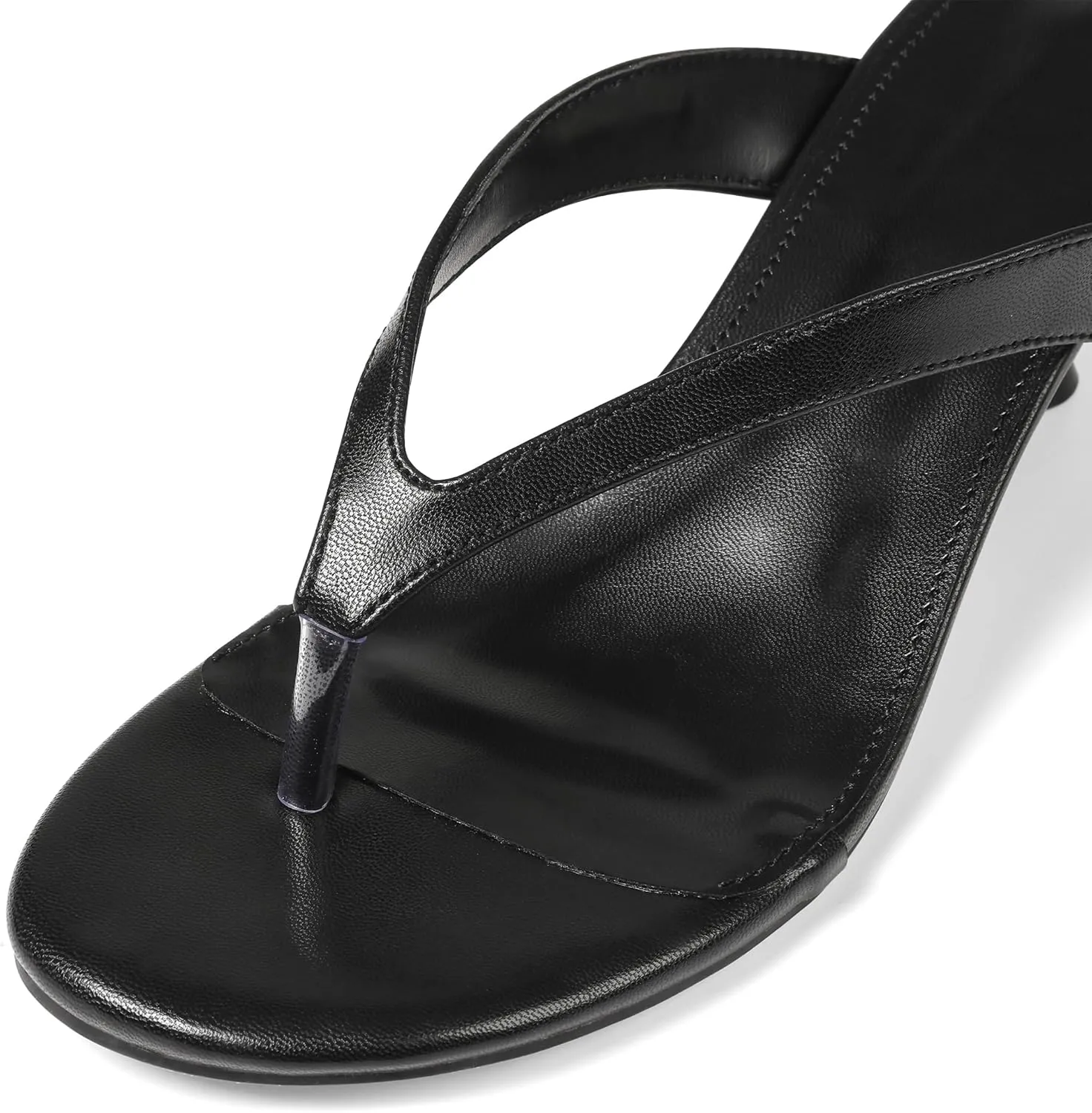 Womens Kitten Heel Sandals Round Open Toe Flip Flop Heels One Strap Slides Short Heeled Sandals for Women