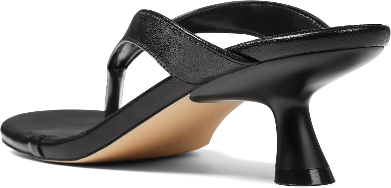 Womens Kitten Heel Sandals Round Open Toe Flip Flop Heels One Strap Slides Short Heeled Sandals for Women
