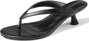 Womens Kitten Heel Sandals Round Open Toe Flip Flop Heels One Strap Slides Short Heeled Sandals for Women