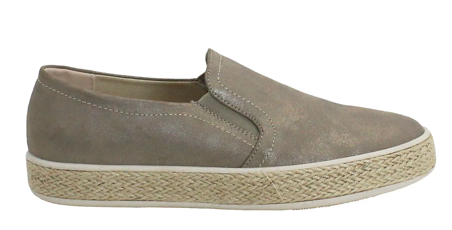 Womens Ladies Flat Twin Gusset Slip On Fashion Trainers Casual Rope Sole Pumps Shoes SIZE UK8