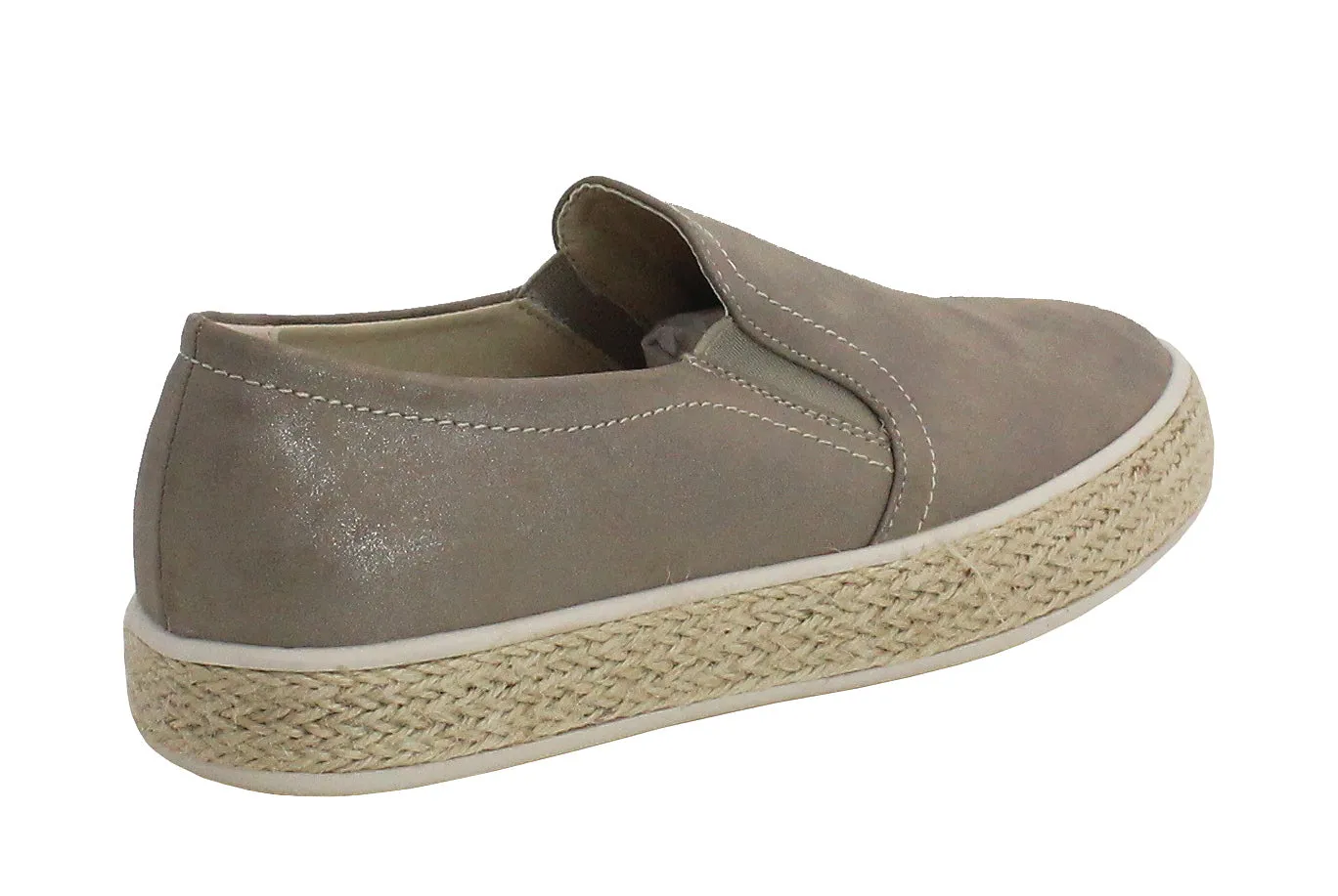 Womens Ladies Flat Twin Gusset Slip On Fashion Trainers Casual Rope Sole Pumps Shoes SIZE UK8