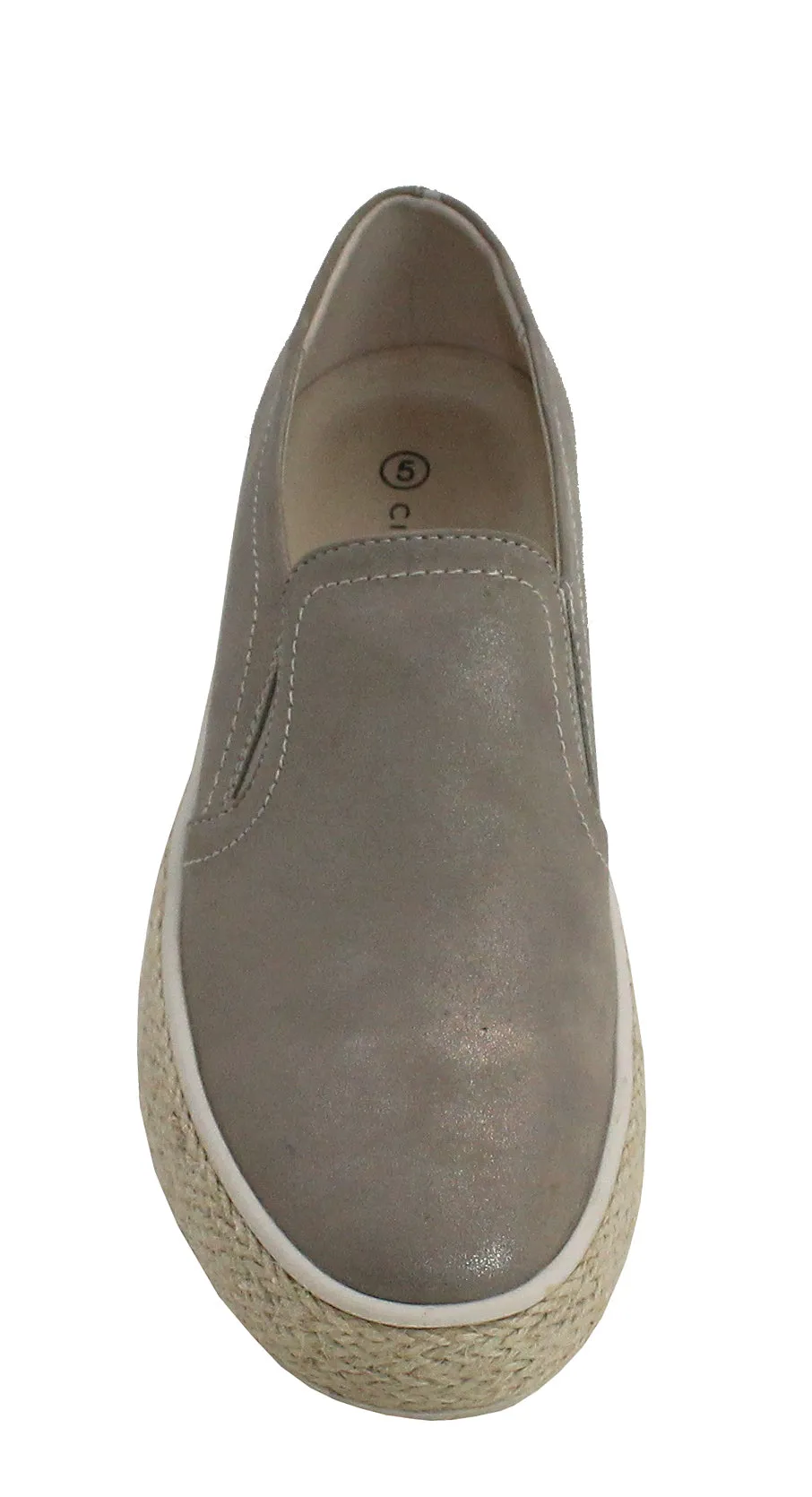 Womens Ladies Flat Twin Gusset Slip On Fashion Trainers Casual Rope Sole Pumps Shoes SIZE UK8