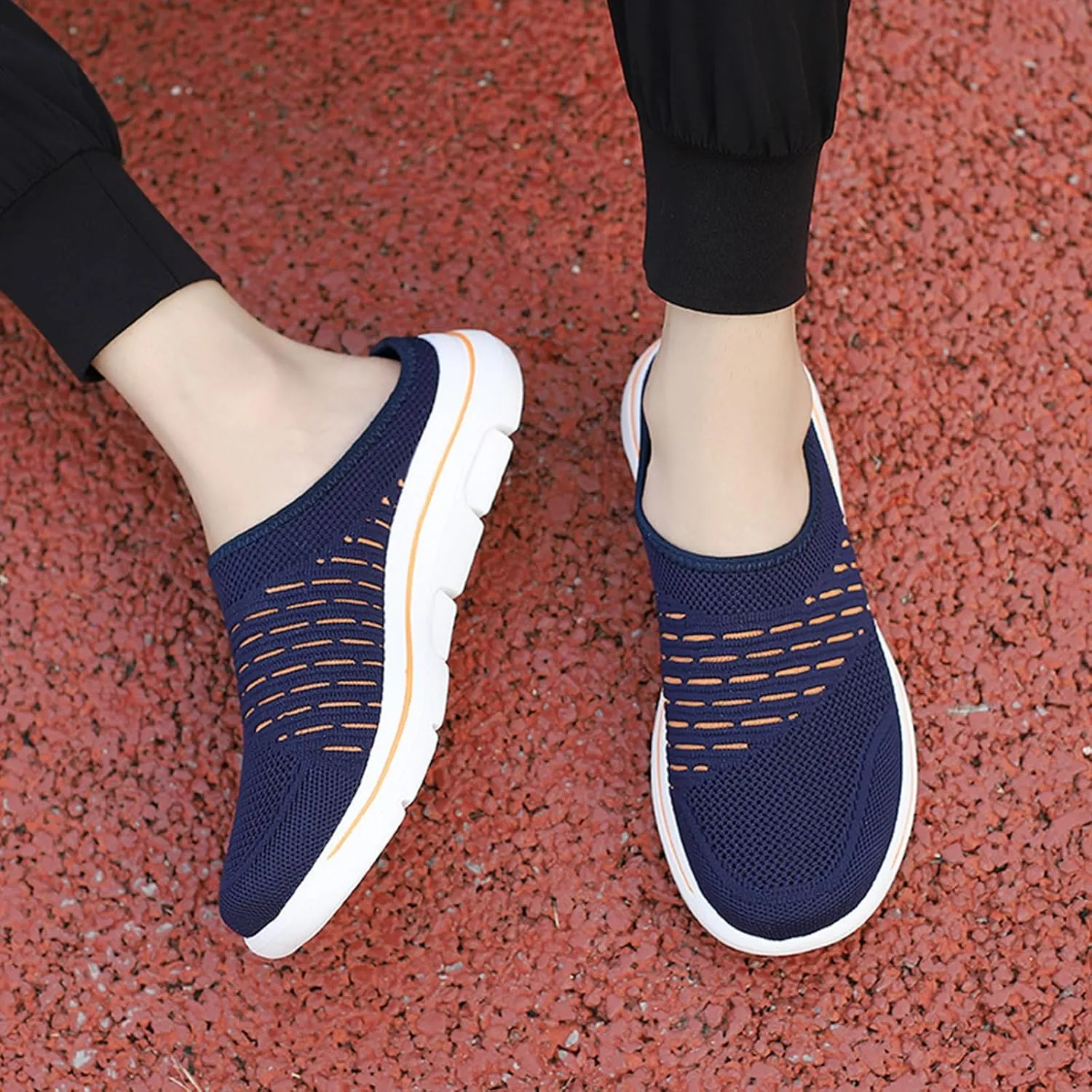Women's Orthopedic Clogs Lightweight Mesh Garden Shoes Casual Breathable Walking Shoes Comfortable Summer Slip-On Slippers Outdoor Air Cushion Mule Clogs with Arch Support