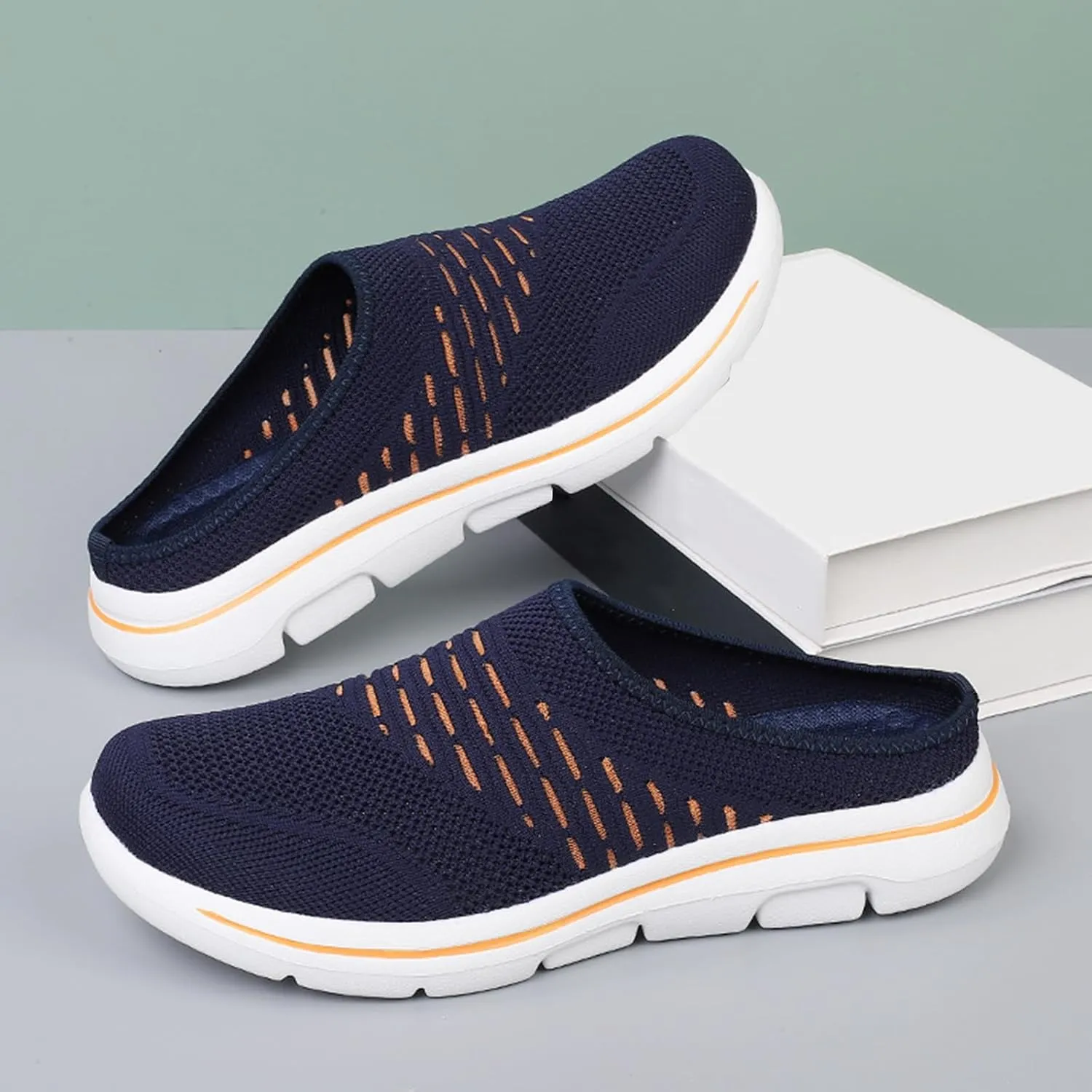 Women's Orthopedic Clogs Lightweight Mesh Garden Shoes Casual Breathable Walking Shoes Comfortable Summer Slip-On Slippers Outdoor Air Cushion Mule Clogs with Arch Support