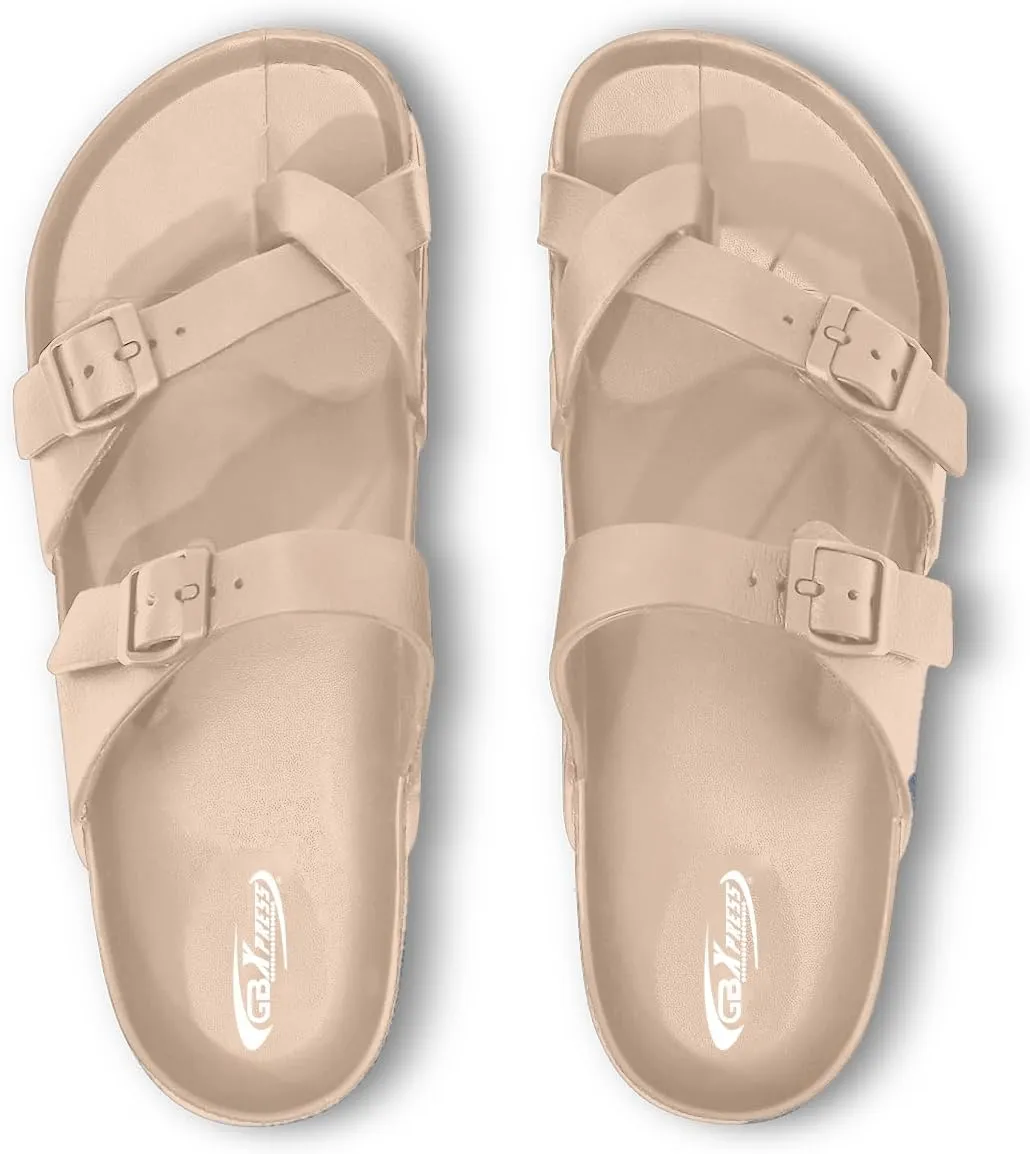 Women's Platform Sandals - Arch Support, Comfortable Foam Slides with Adjustable Buckle, Lightweight Thick Soles | Ultra Cushion