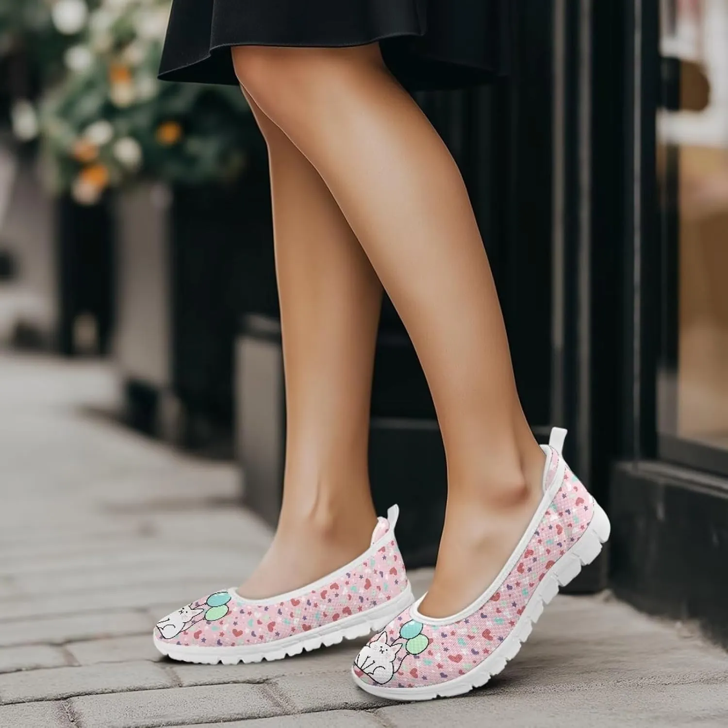 Women's Slip On Shoes Mesh Walking Flats Shoes Comfort Lightweight Casual Sneakers for Travel Date & Party White Sole Size 6-11