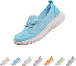 Women's Soft Sole Mesh Comfort Orthopedic Shoes,Breathable Slip-On Flat Walking Shoes,Non-Slip Low Top Casual Shoe
