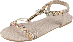 Womens Walking Sandals Summer,Women's Fashionable Comfortable Flat Soled Hollow Open Toe Classic Braided Rope Sandals with Elastic Strap,Summer Daily Wear Soild Color Work Sandal