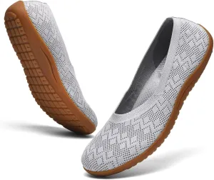 Women's Wide Toe Box Flats Shoes Knit Ballet Flat Slip-on Dress Walking Comfort Shoes