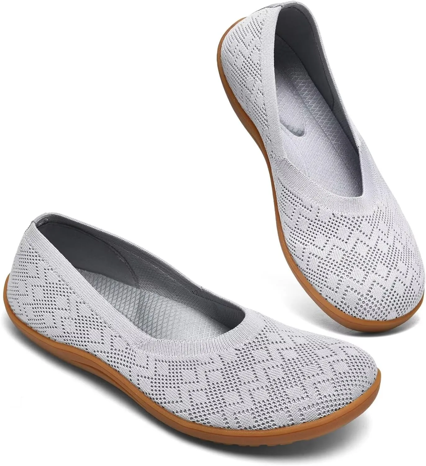 Women's Wide Toe Box Flats Shoes Knit Ballet Flat Slip-on Dress Walking Comfort Shoes