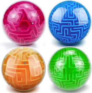 YongnKids 4 Pack 3D Puzzle Maze Ball Toys| Brain Teaser Puzzles Maze Game for Adults & Kids Ages 8-12 13  Gifts, Games for Adults and Family Best- Easy & Medium & Hard Challenges
