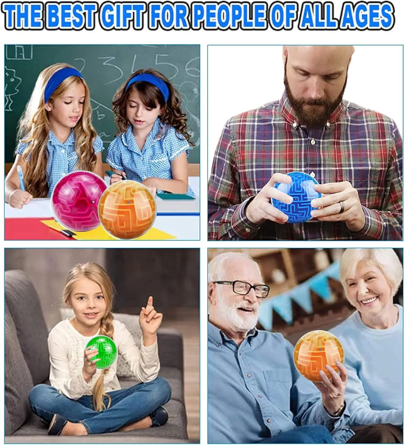 YongnKids 4 Pack 3D Puzzle Maze Ball Toys| Brain Teaser Puzzles Maze Game for Adults & Kids Ages 8-12 13  Gifts, Games for Adults and Family Best- Easy & Medium & Hard Challenges