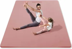 YOTTOY Large Yoga Mat (75 * 52 * 1/2inch),Extra Wide TPE Exercise Mat,Non-Slip Workout Mat for Pilates, Fitness, Barefoot, Home Gym Studio with Strap and Towel