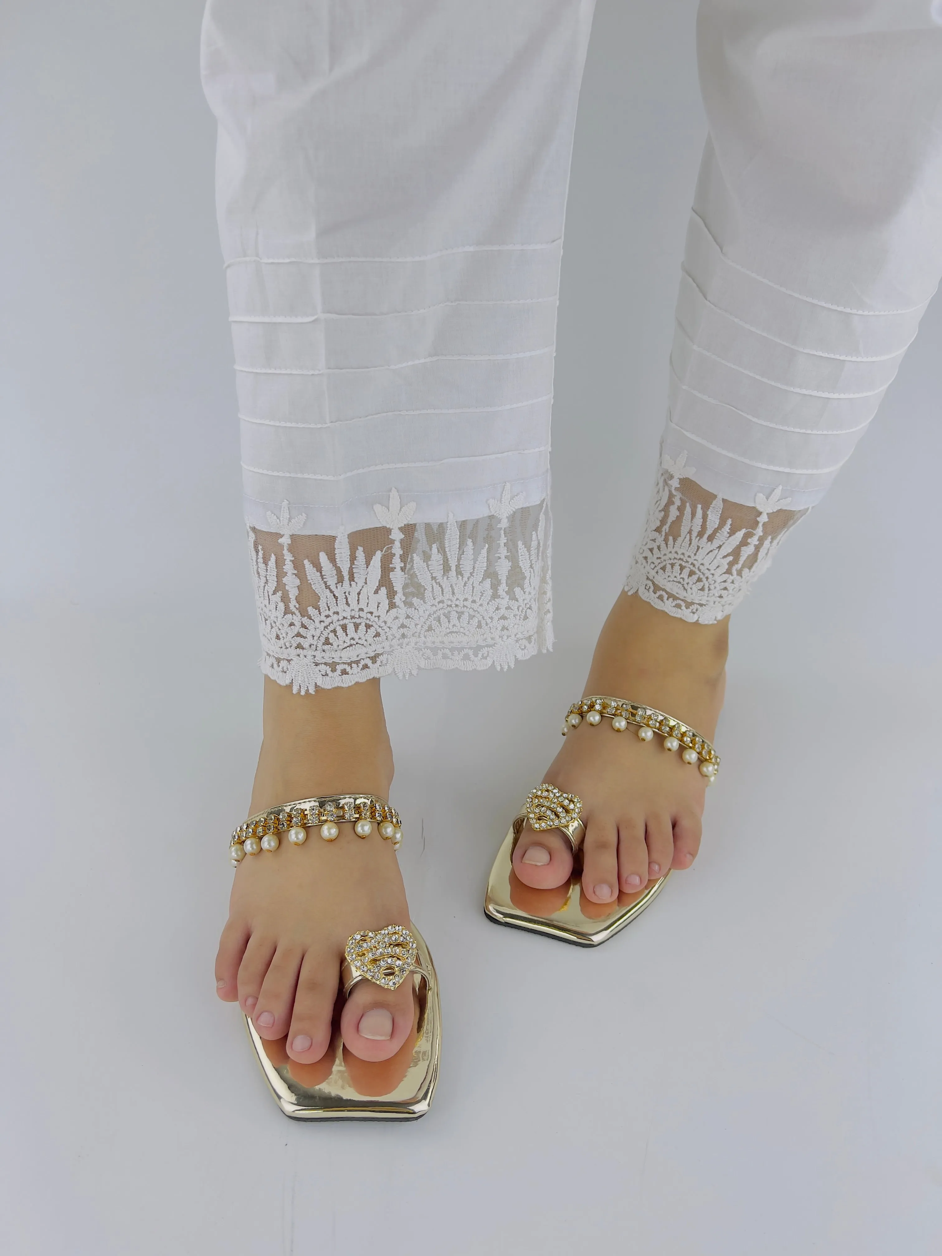 Zoe Golden Party Wear Slip-On Slides-11072