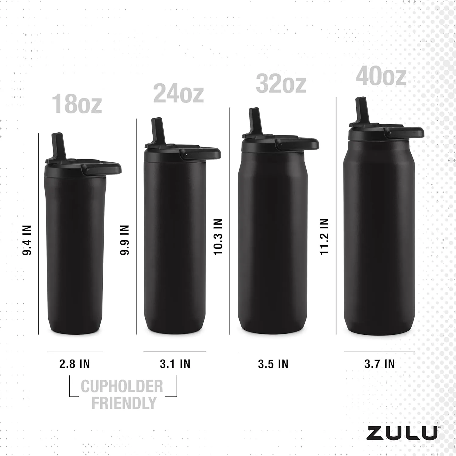 ZULU Base 18oz Kids Stainless Steel Water Bottle with 3 Lids- Straw, Chug, Twist | Double Walled and Vacuum Insulated Metal Thermos | Fits Car Cupholder, Built in Carry Loop, Dishwasher Safe, Vitamin