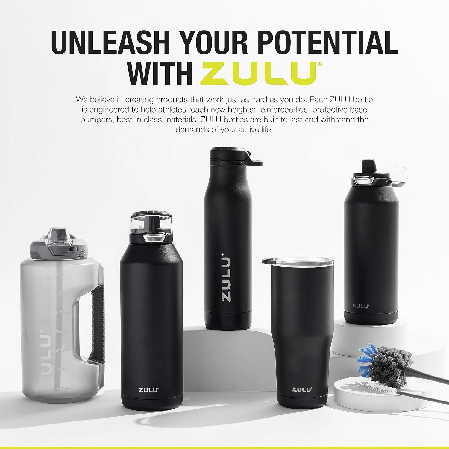ZULU Base 18oz Kids Stainless Steel Water Bottle with 3 Lids- Straw, Chug, Twist | Double Walled and Vacuum Insulated Metal Thermos | Fits Car Cupholder, Built in Carry Loop, Dishwasher Safe, Vitamin