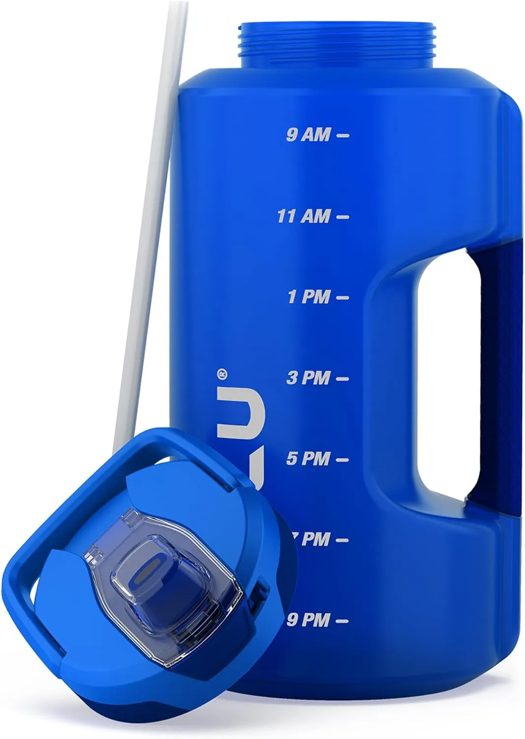 ZULU Goals Large Water Bottle Jug with Time Marker & Handle for All Day Hydration | Silicone Soft Straw with Locking Leak-Proof Lid | For Gym, Camping, Workout, and Outdoors | BPA-Free | 64oz, 128oz