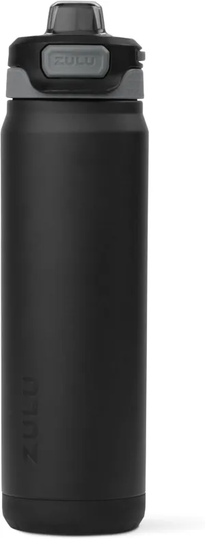 ZULU Powerfill Pro 24oz Stainless Steel Water Bottle with Quick Fill Lid, Triple Walled Vacuum Insulated Metal, Leak Proof Locking Lid, Sip and Chug, Reusable BPA Free, Black