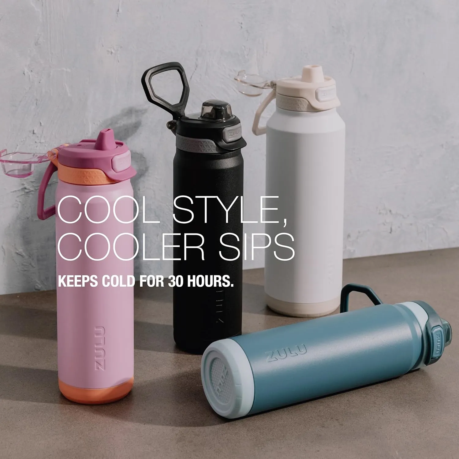ZULU Powerfill Pro 32oz Stainless Steel Water Bottle with Quick Fill Lid, Triple Walled Vacuum Insulated Metal, Leak Proof Locking Lid, Sip and Chug, Reusable BPA Free, High Tide