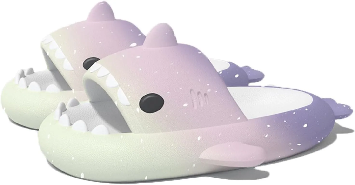 Zureto Shark Slides Slippers, Novelty Cloud Shark Slippers, Anti-Slip Quick Drying Shark Sliders, EVA Starlight Shark
